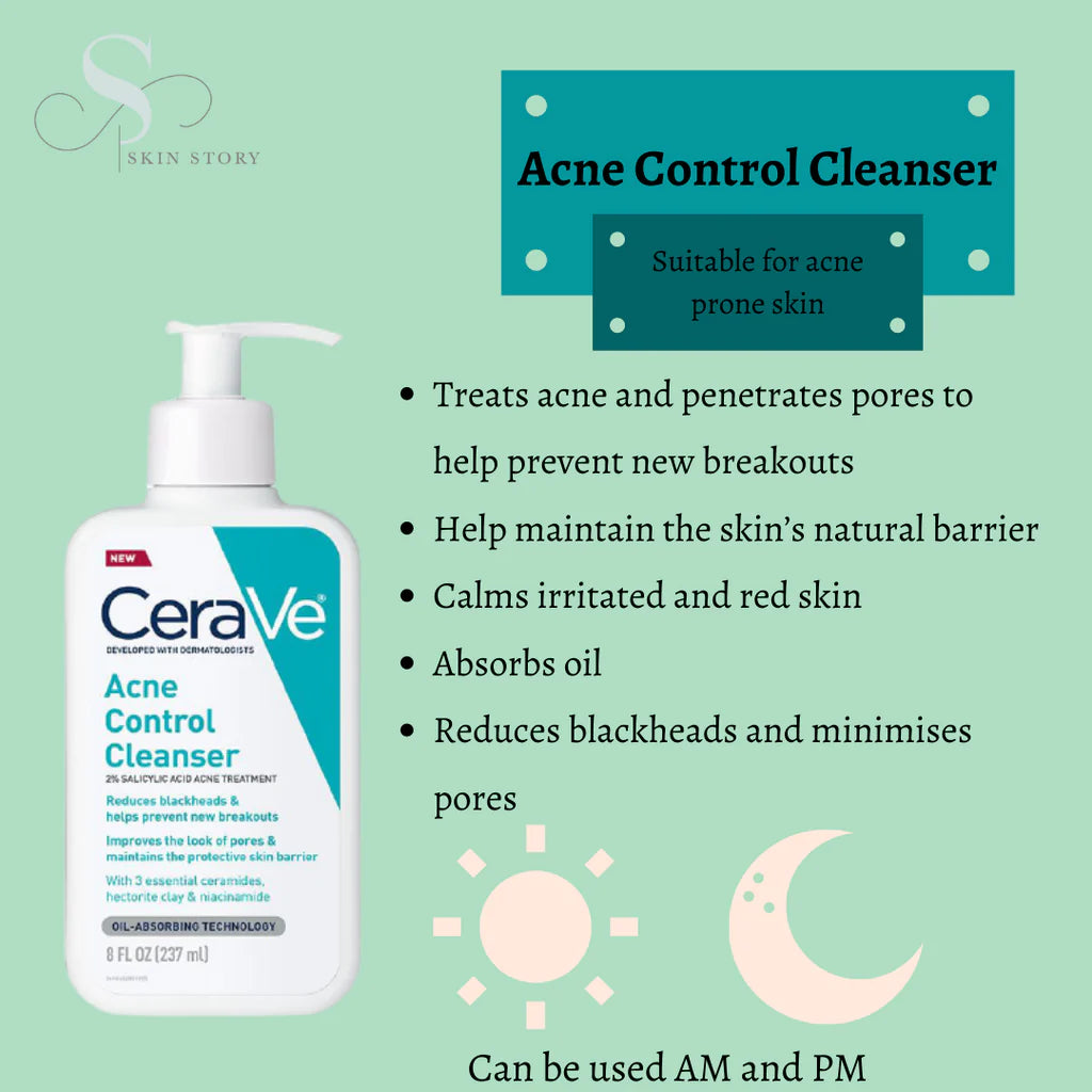 Cerave Acne Control Cleanser 2% Salicylic Acid 237 ML - Image 2